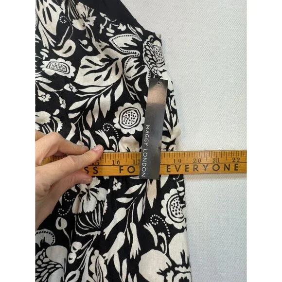 Maggy London Womens Buckle Halter Midi Dress Size 12 Black Floral Couture NWT - Picture 16 of 16